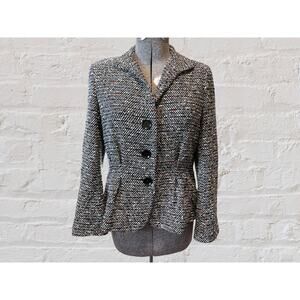 Lafayette 148 multicolor wool blend boucle tweed peplum blazer jacket